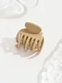 Elegant medium sized matte hair claw clip in khaki for women's half-up hairstyles - Double-Row Teeth Style / Khaki