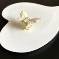Elegant matte cream butterfly hair claw clip for women's hair styling and accessories - Prism Butterfly / White