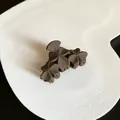 Matte milk coffee brown flower hair claw clip for elegant women's half-up styling - Three Flowers / Dark Coffee