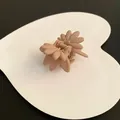 Matte beige flower hair claw clip for women displayed on a white heart-shaped display card - Double Layer Flower / Khaki