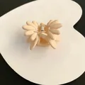 Matte cream flower shaped hair claw clip in medium size for elegant half-up hair styling - Double Layer Flower / White