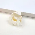 Elegant milk white frosted matte hair claw clip with circular petal design for women - Ring Style / White