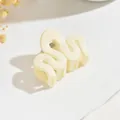 Elegant cream matte wavy hair claw clip medium size for stylish half-tie look accessories - Wave Style / White
