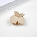 Matte milk coffee cherry shaped medium hair claw clip for elegant half-up hairstyles - Cherry Style / Khaki