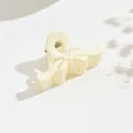 Elegant cream matte bow hair claw clip perfect for stylish women half-tie hairstyles - Streamer Style / White