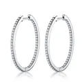 Elegant S925 sterling silver moissanite hoop earrings with a sparkling diamond-like finish. - E17012 Moissanite (1.5mm*88pcs)