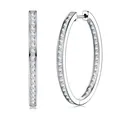 Premium S925 sterling silver moissanite large hoop earrings with brilliant sparkle - E16919 Moissanite (2.0mm*68pcs)