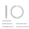 Premium S925 sterling silver hoop earrings with 46 round 2.5mm moissanite stones - E14230 Moissanite (2.5mm*46pcs)