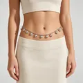 Silver heart pendant belly chain, adjustable vintage style waist jewelry for women - 3D Polished Heart Pendant (ZJ16329)