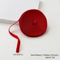 Ruban de Noël en velours rouge de 10m pour nœuds DIY et emballages cadeaux de 1cm large - Style Bordure Perlée / 1cm*10m / Rouge