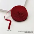 Ruban de velours rouge simple face de 1 cm de large pour le bricolage de Noël et les cadeaux - Style Bordure Perlée / 1cm (10m/Rouleau) / Bordeaux