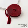 Rouleau de ruban de velours bordeaux simple face 2,5 cm pour emballage cadeau de Noël - Style Bordure Perlée / 2.5cm (10m/Rouleau) / Bordeaux
