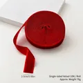 Ruban de Noël en velours rouge simple face 2,5 cm pour emballage cadeau DIY - Style Bordure Perlée / 2.5cm (10m/Rouleau) / Rouge
