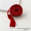 Ruban de Noël en velours rouge simple face, 3,8 cm de large, idéal pour les nœuds et cadeaux - Style Bordure Perlée / 3.8cm (6m/Rouleau) / Rouge