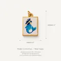 Ciondolo rettangolare in rame dorato con illustrazione di sirena blu per gioielli - Sirena