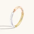 Minimalist 925 sterling silver tri-color ring in gold, silver, and rose gold finish - HK Size 13 (US Size 6) / Tricolor (Gold/White Gold/Rose Gold)
