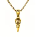 Detailopname van de Viking pijlpunt hanger van goudkleurig roestvrij staal - Pijlstijl / Goud