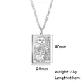 Collar de carta del tarot de acero inoxidable con colgante diseño El Sol 60cm - El Sol (XIX) / Color acero