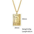 Collar de tarot en acero inoxidable dorado con colgante de El Mundo, cadena de 60 cm - El Mundo (XXI) / Dorado