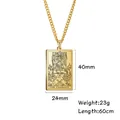 Collana classica con carta dei tarocchi in acciaio inossidabile dorato e ciondolo - Il Carro / Oro