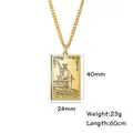Collana con pendente Tarocchi Il Mago in acciaio inossidabile dorato con misure e peso - Il Bagatto / Oro