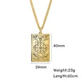 Collana con ciondolo carta tarocchi Ruota della Fortuna in acciaio dorato e misure - La Ruota della Fortuna / Oro