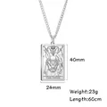Collana Tarot hip-hop in acciaio inossidabile con ciondolo Il Diavolo, 40x24mm. - Demone / Colore acciaio