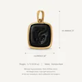 Anatomical heart pendant in gold-toned stainless steel with 3D black textured inlay - Black Square Pendant