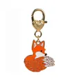 Cute cartoon orange fox enamel keychain with gold heart-shaped metal lobster clasp - Heart Buckle Large Tail Fox Heart Buckle