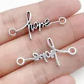Vintage verzilverde legering hope script connector hanger voor DIY sieraden maken - Hope Letter Kruis Connector (28863)