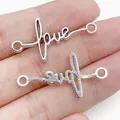 Antiek zilveren hartslag love connector bedel voor DIY sieraden en hangers maken - Love Letter Kruis Connector (28864)