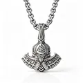 Détail du pendentif hache de Thor viking en acier inoxydable avec symbole Valknut - Hache (0522CG)