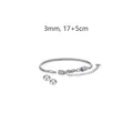 Dettaglio bracciale a catena a serpente da 3 mm in acciaio con chiusura a moschettone - 17+5cm / Con 2 Perle di Posizionamento (YB985S) / 3mm / Colore Acciaio