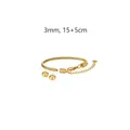 Dettaglio bracciale a catena serpente in acciaio dorato da 3mm, lunghezza 15+5cm - 15+5cm / Con 2 Perle di Posizionamento (YB985G) / 3mm / Oro