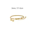 Bracciale a catena serpente in acciaio inossidabile dorato per perline - 17+5cm / Con 2 Perle di Posizionamento (YB985G) / 3mm / Oro