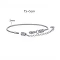 Dettaglio del bracciale a maglia serpente in acciaio da 2mm con misure di 15+5cm. - 15+5cm / Senza Perle di Posizionamento (YB985S) / 2.0mm / Colore Acciaio