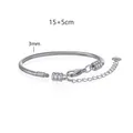 Vista dettagliata di un bracciale a maglia serpente da 3mm in acciaio lungo 15+5cm - 15+5cm / Senza Perle di Posizionamento (YB985S) / 3mm / Colore Acciaio