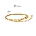 Primo piano del bracciale a catena a serpente in acciaio dorato 3mm, lungo 15+5cm - 15+5cm / Senza Perle di Posizionamento (YB985G) / 3mm / Oro