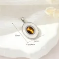 Pendentif ovale vintage en nacre avec œil de tigre et zircons, dimensions 26x16mm. - Palladium H-11779 Œil de Tigre Ovale