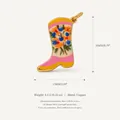 Ciondolo a forma di stivale da cowboy smaltato colorato in rame per gioielli DIY - Pendaglio Stivali Floreali Rosa