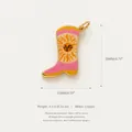 Ciondolo stivale da cowboy in smalto rosa e arancione con disegno del sole in rame - Pendaglio Stivali Sole Rosa