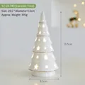 Elegant white ceramic Christmas tree ornament with star cutouts and warm LED glow - Ceramic Christmas Tree (YZ-24749) / 19.5x9.5cm / White