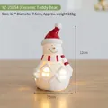 Ceramic snowman house LED light ornament for Christmas scene layout decoration 12cm - Ceramic Bear (YZ-25854) / 12x7.5cm / White