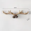 Vintage American style deer antler decorative wall hook for coats and keys, 28cm width - S / Tan