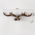 Decorative American retro resin antler wall hook for coats and keys with size markings - S / Dark Brown