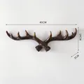 Rustic vintage deer antler wall hook with dimensions 40x14x5cm for home decoration - M / Dark Brown