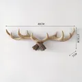 Vintage American style resin deer antler wall hook for coats and hats with dimensions - L / Tan