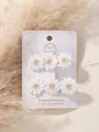 Juego de pinzas para el cabello con margaritas blancas bordadas a mano para niñas - Estilo 2A-24