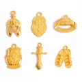 Retro gold alloy charms set featuring helmet, shield, armor and sword for DIY jewelry - Warrior Theme Pendant Set (1 of each 6 styles) / 6 Pieces/Set (70x50mm) / Gold