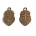 Vintage bronze shield cross alloy charm pendant for DIY necklace and bracelet design - Cross Shield (A4-070) / 23x14mm / Antique Bronze
